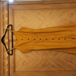 Old Navy Size Medium Mustard Midi Dress with button up front